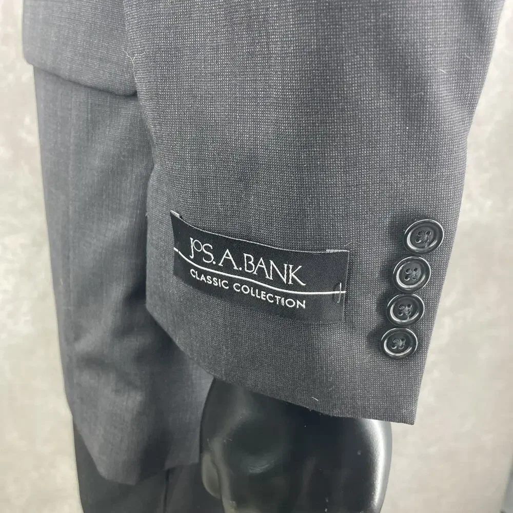 $229 Jos A Bank Classic Collection Mens 41R Blazer Suit Jacket Charcoal Wool